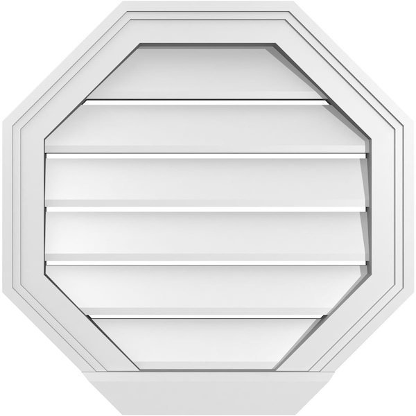 Ekena Millwork Octagonal Surface Mount PVC Gable Vent: Functional, w/ 2"W x 2"P Brickmould Sill Frame, 20"W x 20"H GVPOC20X2003SF - main